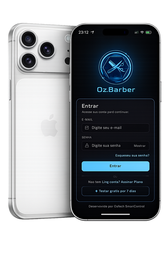 App Oz.Barber em um iPhone